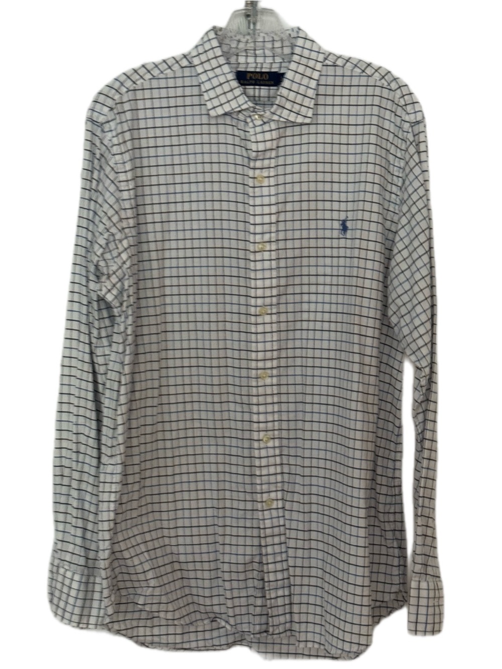 Polo Ralph Lauren White and Navy Grid Button-Down Shirt